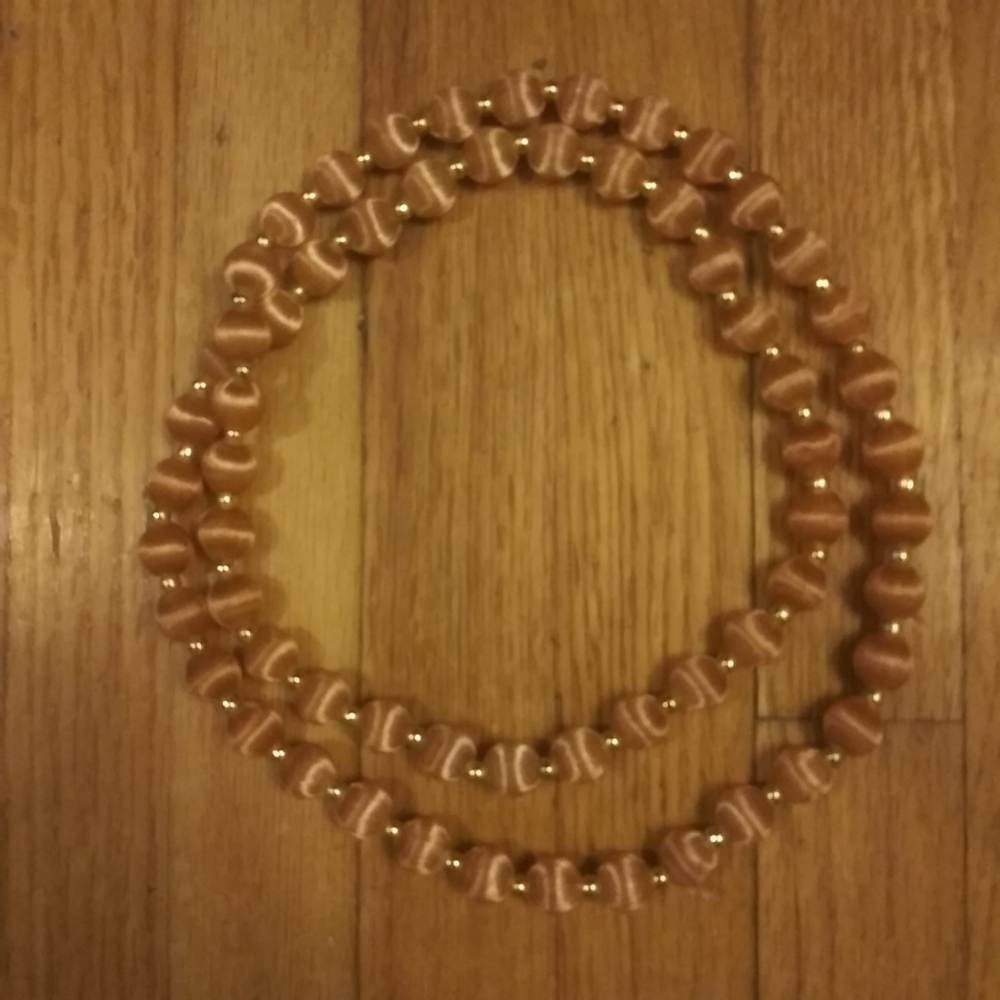 Vintage Satin Beaded Necklace Gold Spacer Vintage Jewelry Grandma Necklace